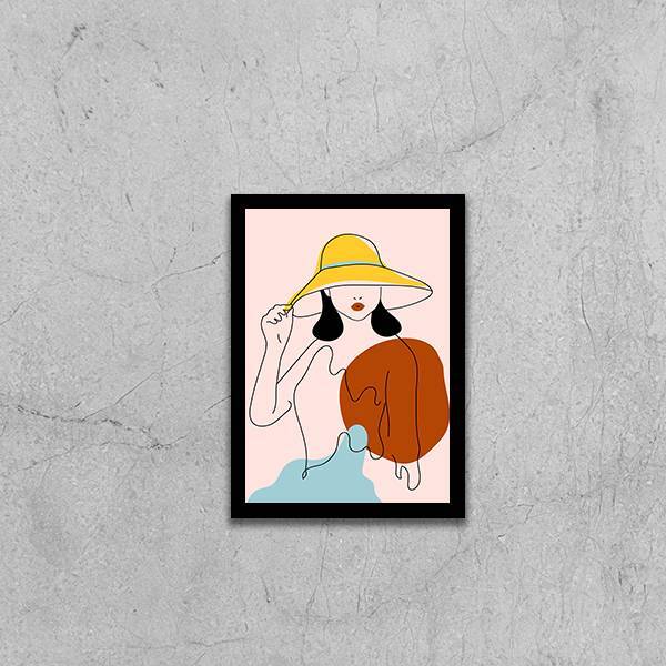 Quadro Figurativo Série Mulher Verão 3 24x18cm Moldura:madeir