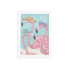 Quadro Flamingo Chapéu Moldura Branca 22x32cm