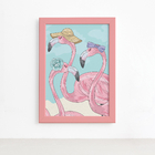Quadro Flamingo Chapéu Moldura Rosa 22x32cm