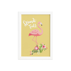 Quadro Flamingo e Folha Moldura Branca 33x43cm