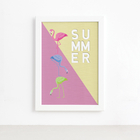 Quadro Flamingo Summer Moldura Branca 33x43cm