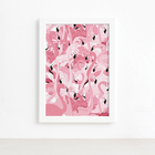 Quadro Flamingos Tropicais Moldura Branca 33x43cm