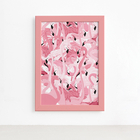 Quadro Flamingos Tropicais Moldura Rosa 22x32cm