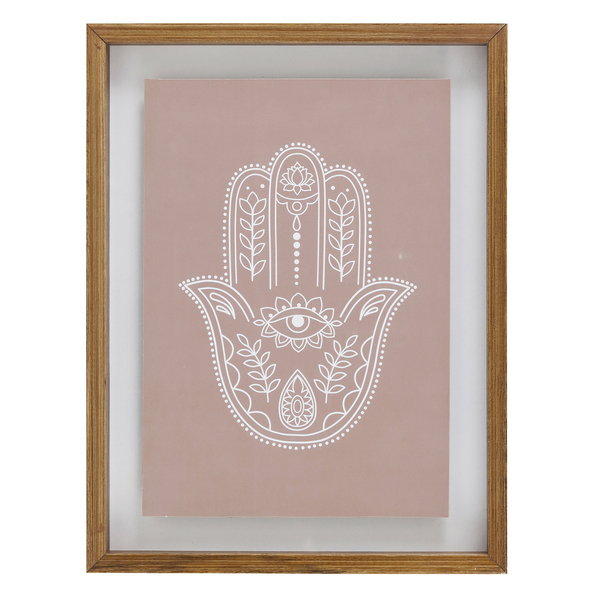 Quadro Floating Hamsa Marrom com Vidro 40x30cm Kapos
