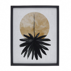 Quadro Flor de Água Preto e Branco e Marrom com Vidro 40x50cm Tropical