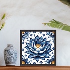 Quadro Flor De Lotus Estilo Azulejo Português - 33x33cm Moldu