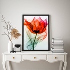Quadro Flor Elegante Transparência Vermelha 45x34cm Moldura P