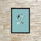 Quadro Flor Rosa Azul Tiffany Geométrico 24x18cm Moldura:made