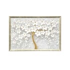 Quadro Floral Branco com Vidro 130x80cm Arte Própria