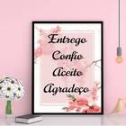 Quadro Floral Hooponopono 24x18cm - Com Vidro Moldura:madeira