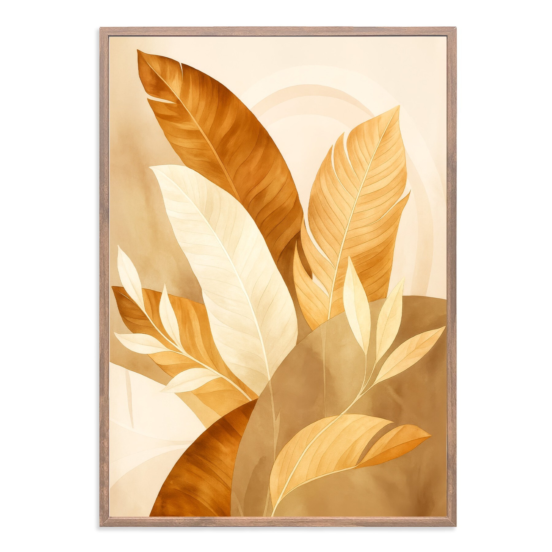 Quadro Decorativo Floral Sépia com Moldura Freijó Retangular