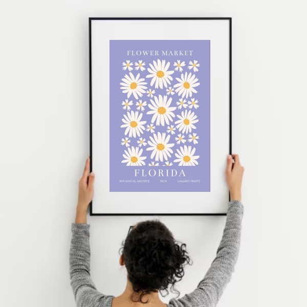 Quadro Flower Market Florida -60x48cm Moldura Branca