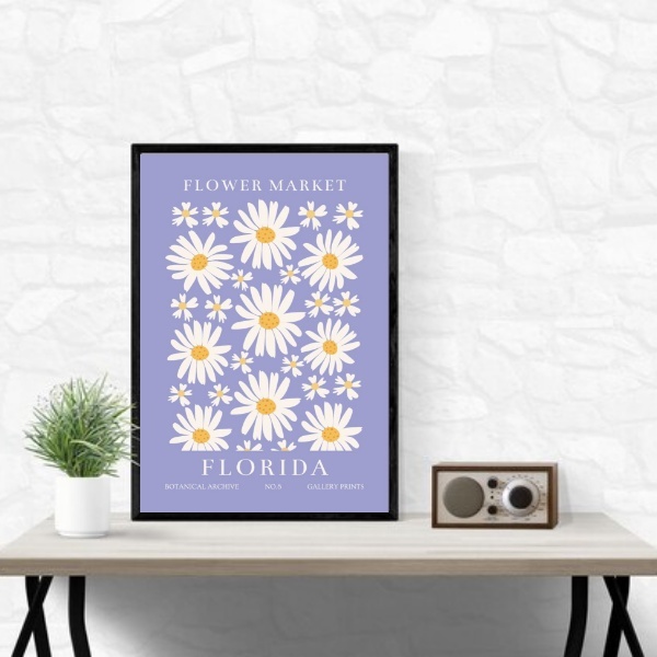 Quadro Flower Market Florida - Margaridas 45x34cm Moldura Bra