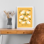 Quadro Flower Market Madrid Amarelo 45x34cm - Com Vidro Moldu