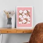 Quadro Flower Market Milão Rosa 33x24cm Moldura Branca