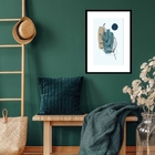 Quadro Folha Boho Petróleo E Marrom - 60x48cm Moldura:madeira