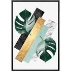 Quadro Folha E Tiras Abstrato 120x80cm - Casa Da Moldura