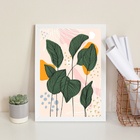 Quadro Folhagens Decoração Moderna 24x18cm Moldura Preta