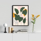 Quadro Folhagens Decoração Moderna 45x34cm - Com Vidro Moldur