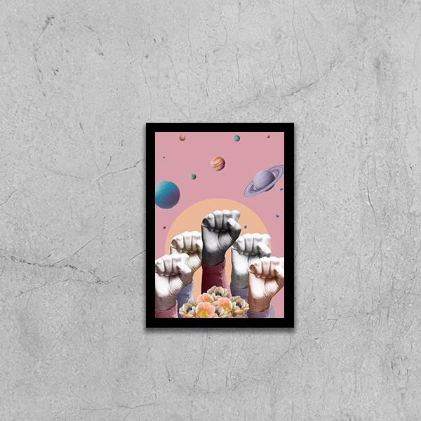 Quadro Força Do Universo 45x34cm - Com Vidro Moldura:madeira