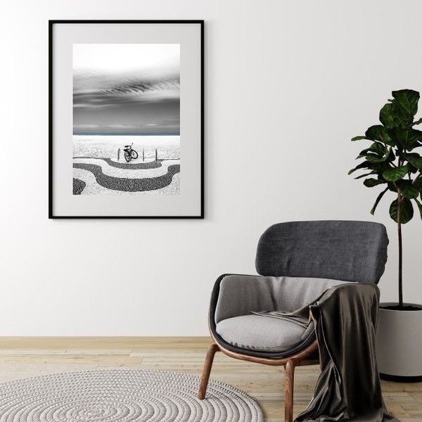 Quadro Foto Bicicleta Praia Copacabana - 60x48cm Moldura:made