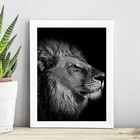 Quadro Foto Leão - Preto E Branco 24x18cm - Com Vidro Moldura