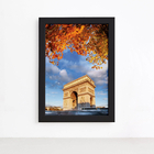 Quadro Foto Paris Arco do Triunfo Flores Moldura Preta 22x32