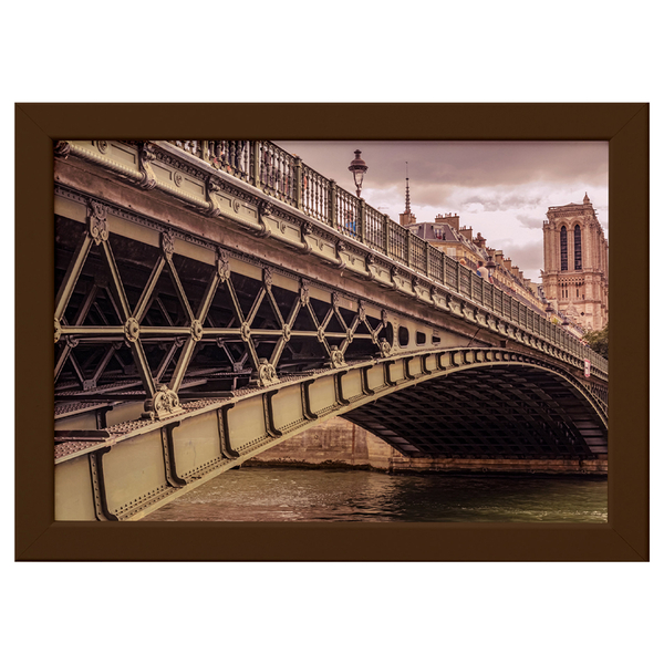 Quadro Foto Paris Ponte Moldura Marrom 22x32cm