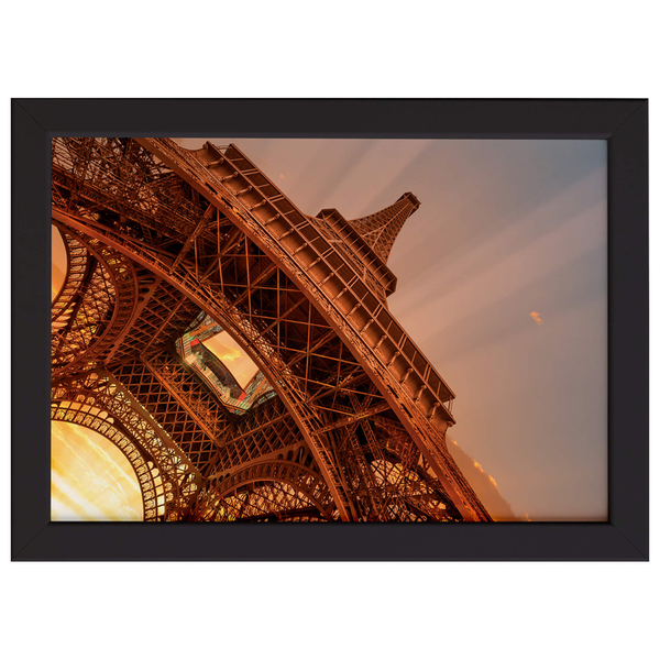 Quadro Foto Paris Torre Eiffel Sol Moldura Preta 22x32cm