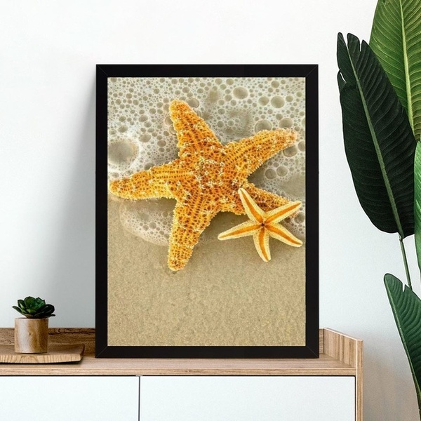 Quadro Foto Praia - Estrela Mar 45x34cm Moldura Branca