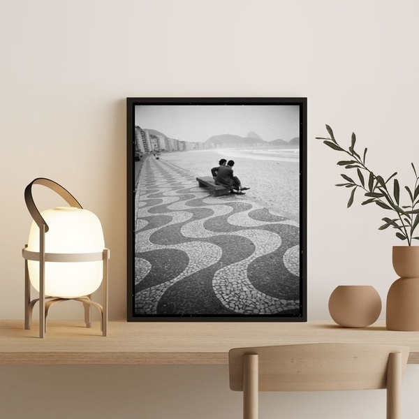 Quadro Foto Rio De Janeiro Antigo Casal Copacabana 45x34cm -