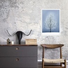 Quadro Fotografia Árvore Neve- Cinza E Branco 33x24cm Moldura