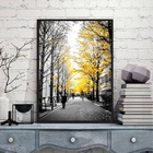 Quadro Fotografia Árvores Folhas Amarelas 45x34cm - Com Vidro