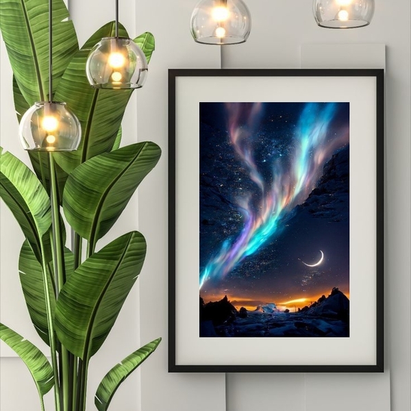 Quadro Fotografia Aurora Boreal - 60x48cm Moldura:madeira Bra