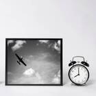 Quadro Fotografia Avião Voando 24x18cm Moldura:madeira Branca