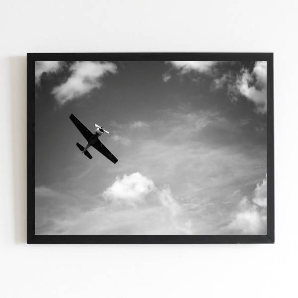 Quadro Fotografia Avião Voando 45x34cm - Com Vidro Moldura:ma