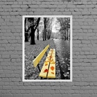 Quadro Fotografia Banco Praça Amarelo 45x34cm - Com Vidro Mol