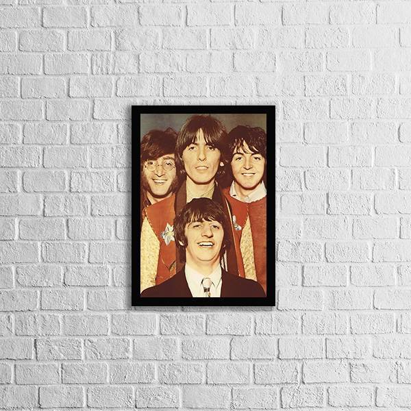 Quadro Fotografia Beatles 33x24cm - Com Vidro Moldura:madeira