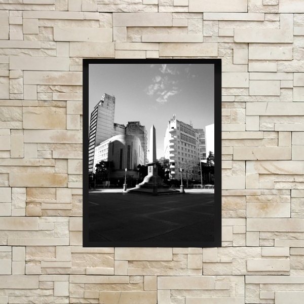 Quadro Fotografia Bh- Praça 7 24x18cm - Com Vidro Moldura:mad