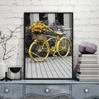 Quadro Fotografia Bicicleta Amarela 24x18cm - Com Vidro Moldu