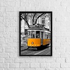 Quadro Fotografia Bonde Amarelo 24x18cm Moldura:madeira Branca