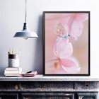 Quadro Fotografia Borboleta Rosa 24x18cm Moldura:madeira Preta