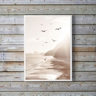 Quadro Fotografia Branca Bege Praia Mar 24x18cm Moldura:madei