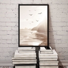 Quadro Fotografia Branca Bege Praia Mar 33x24cm Moldura:madei