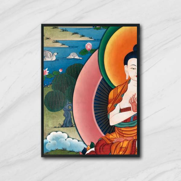 Quadro Fotografia Buda Colorido 33x24cm - Com Vidro Moldura:m