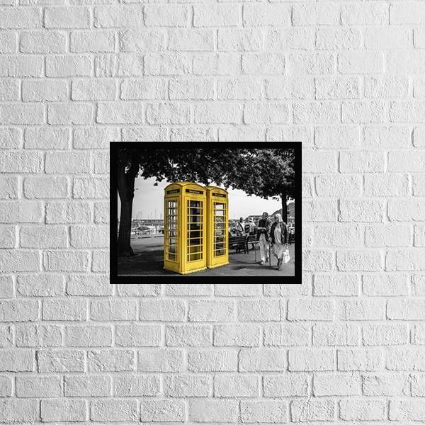 Quadro Fotografia Cabine Amarela 24x18cm - Com Vidro Moldura: