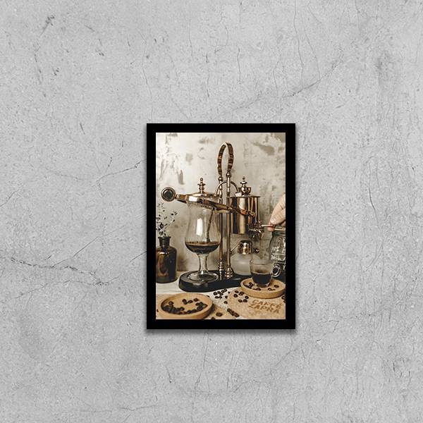 Quadro Fotografia Cafeteria 33x24cm - Com Vidro Moldura:madei