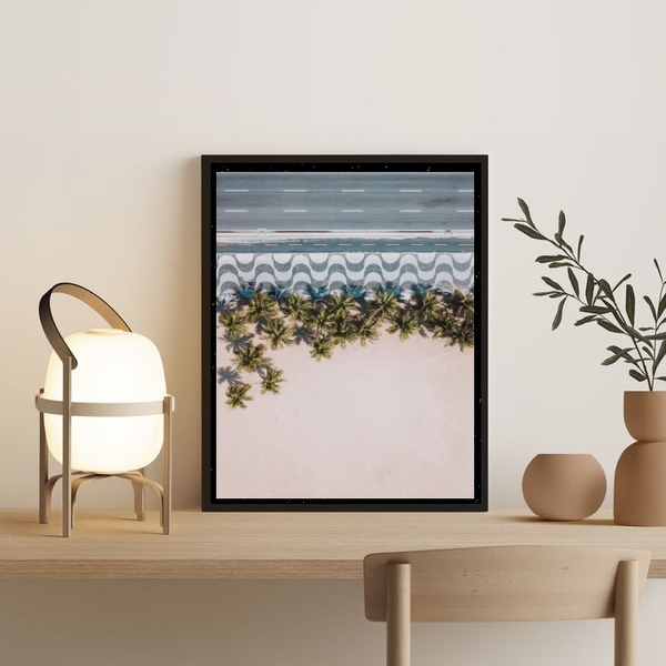 Quadro Fotografia Calçadão De Copacabana Coqueiros 45x34cm -