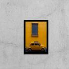 Quadro Fotografia Carro Retrô Amarelo 45x34cm - Com Vidro Mol