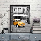 Quadro Fotografia Cidade Com Carro Amarelo 24x18cm Moldura:ma
